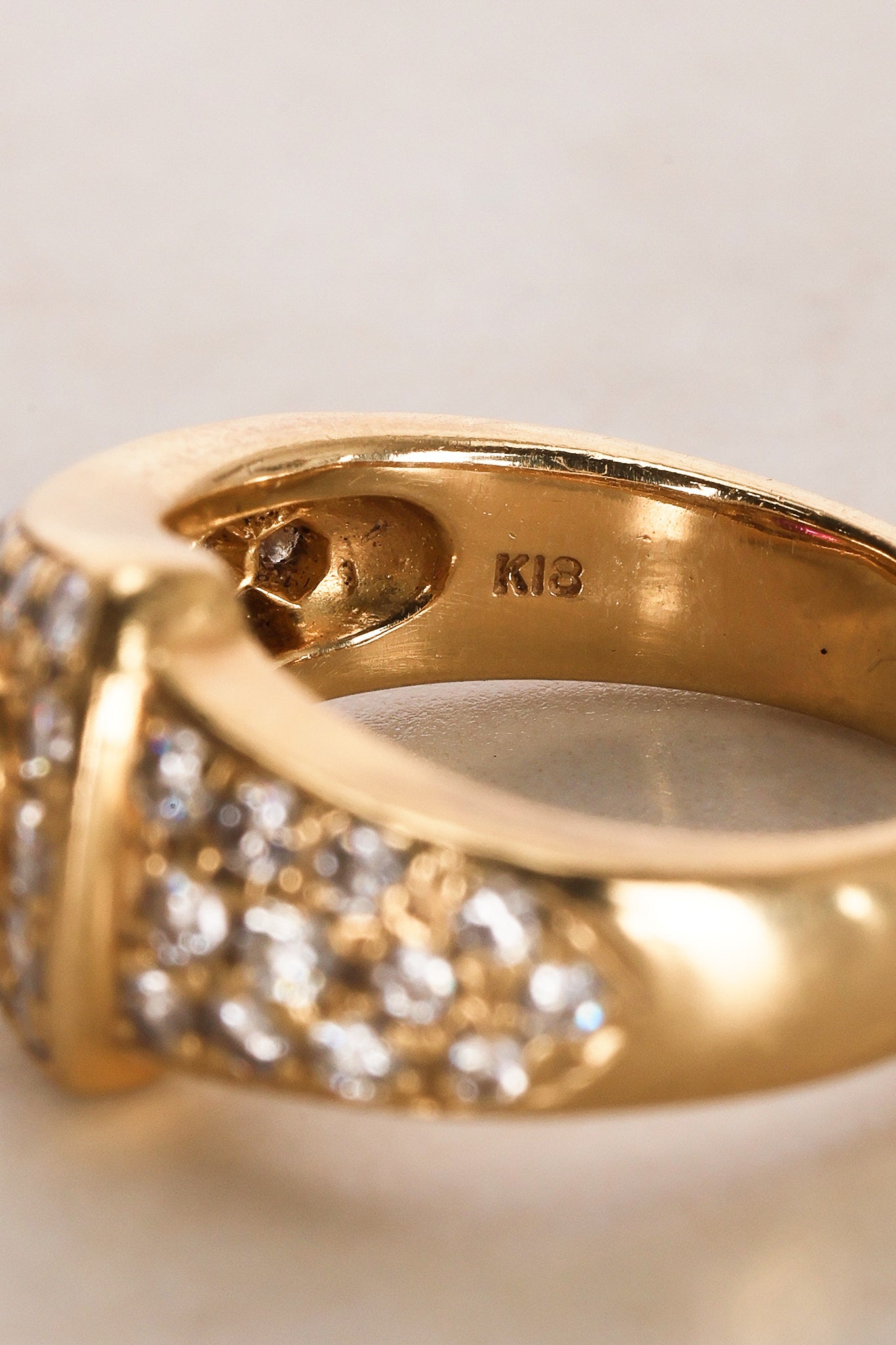 18K Yellow Gold Diamond and Ruby Sculptural Ring, Size US 4.25