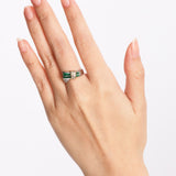 18K Yellow Gold and Pt900 Platinum Emerald and Diamond Crossover Ring, US Size 5