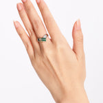 18K Yellow Gold and Pt900 Platinum Emerald and Diamond Crossover Ring, US Size 5