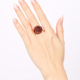 18K Yellow Gold Rokuzan Garnet Cluster Ring, Size US 5.75