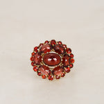 18K Yellow Gold Rokuzan Garnet Cluster Ring, Size US 5.75