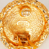 Chanel 1993 Autumn CC Emerald Orb Clip-On Earrings 24K GP