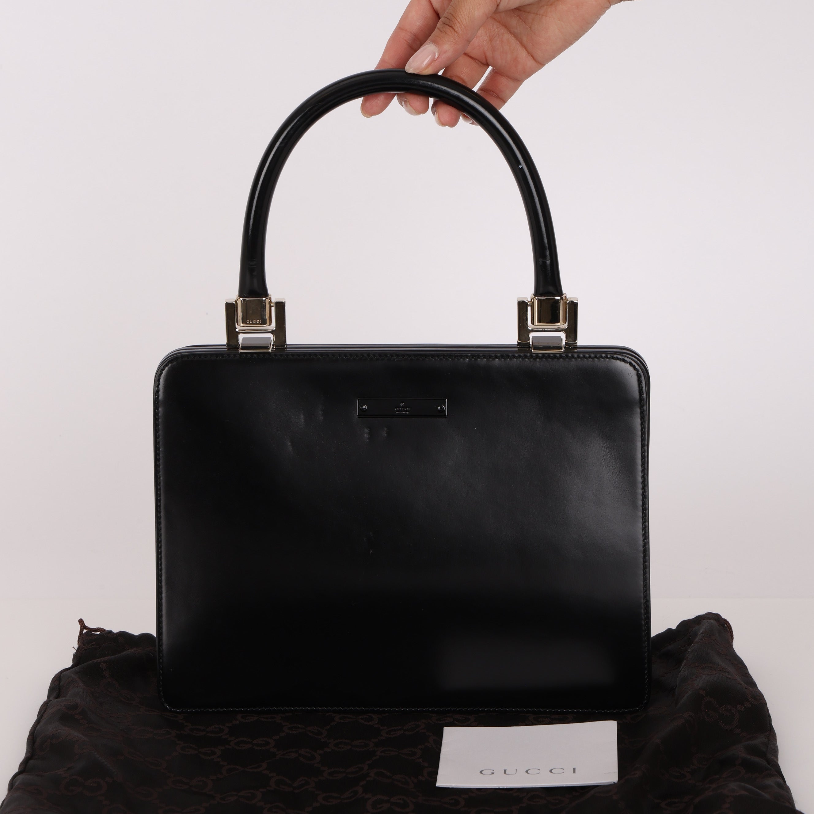 Gucci Double Kisslock Frame Top Handle Bag