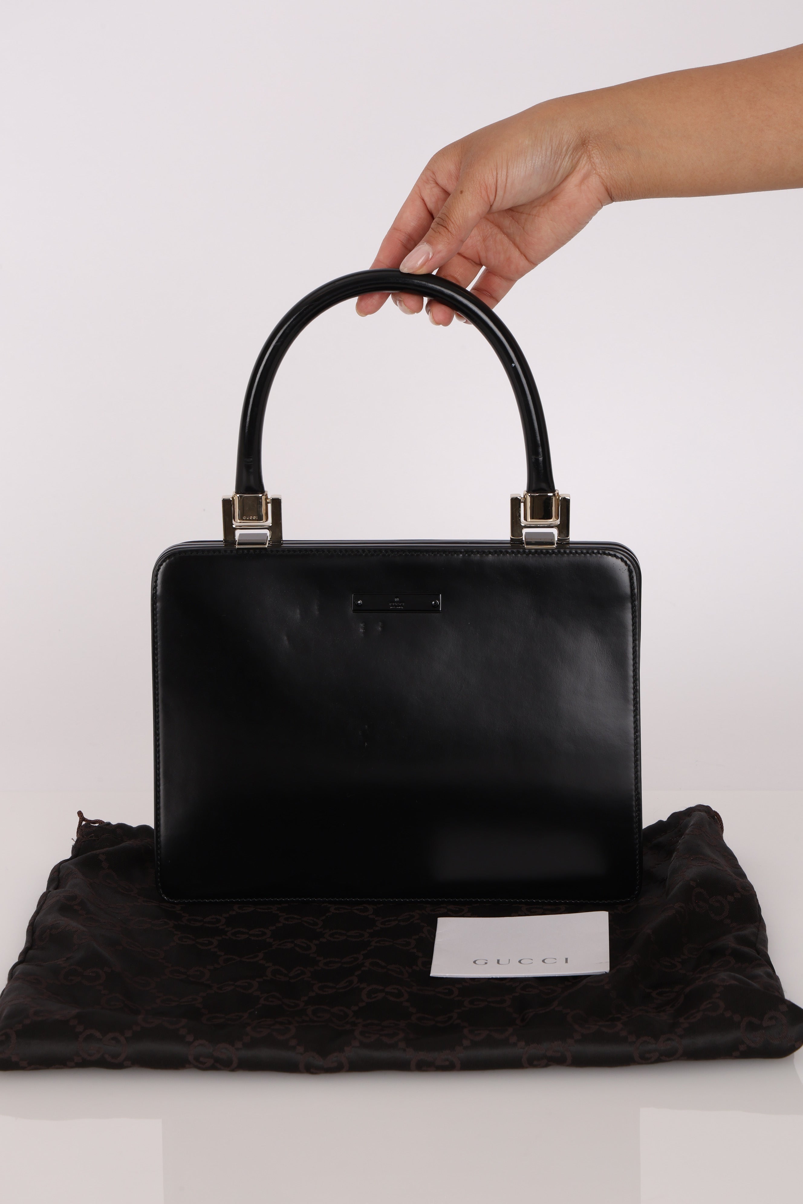Gucci Double Kisslock Frame Top Handle Bag