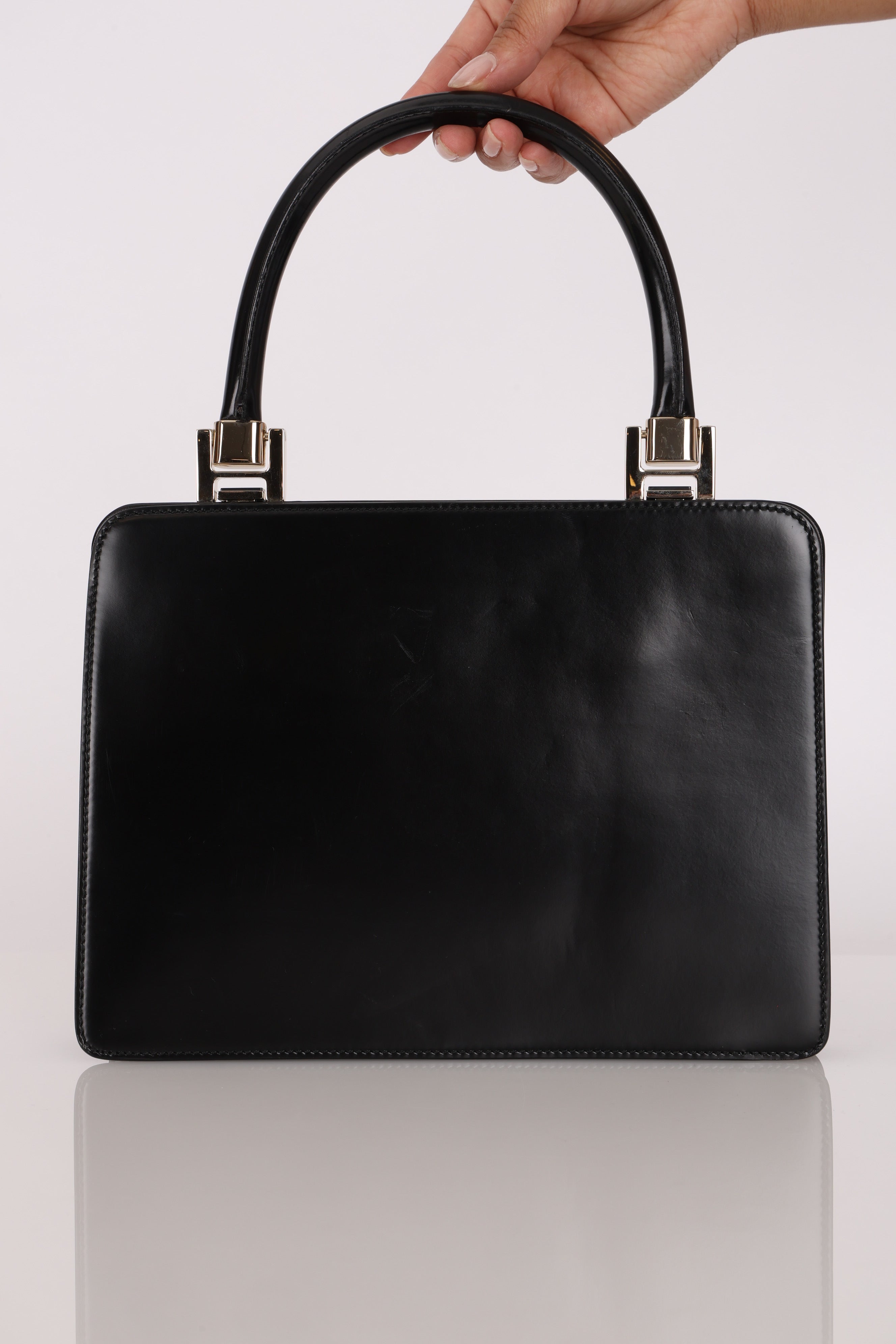 Gucci Double Kisslock Frame Top Handle Bag