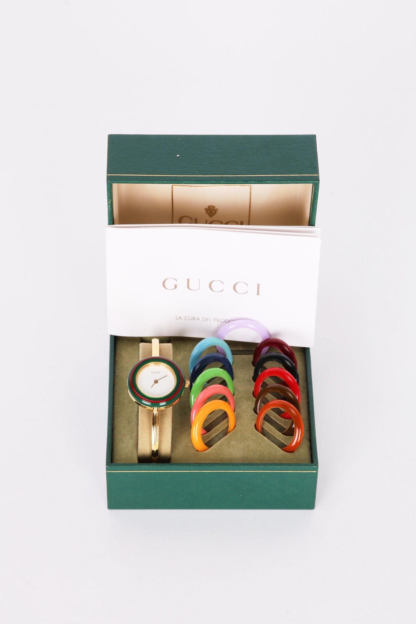 Gucci Multicolor Bezel Gold Watch