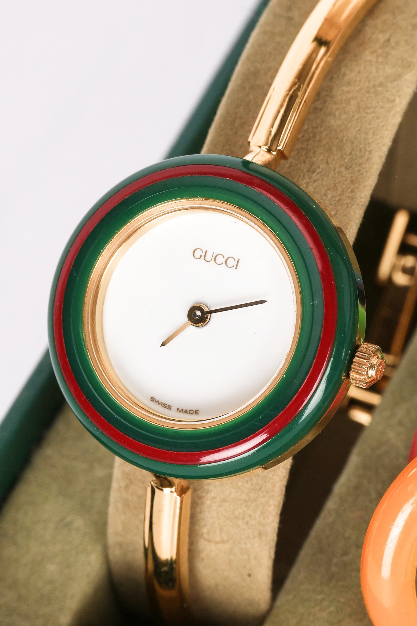 Gucci Multicolor Bezel Gold Watch