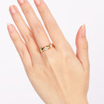 18K Yellow Gold Diamond Trilogy Dome Ring, Size US 6