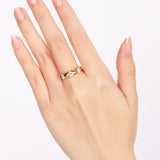 18K Yellow Gold Diamond Trilogy Dome Ring, Size US 6