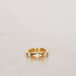 18K Yellow Gold Diamond Trilogy Dome Ring, Size US 6