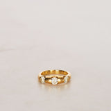 18K Yellow Gold Diamond Trilogy Dome Ring, Size US 6