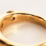 18K Yellow Gold Diamond Trilogy Dome Ring, Size US 6