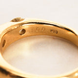 18K Yellow Gold Diamond Trilogy Dome Ring, Size US 6