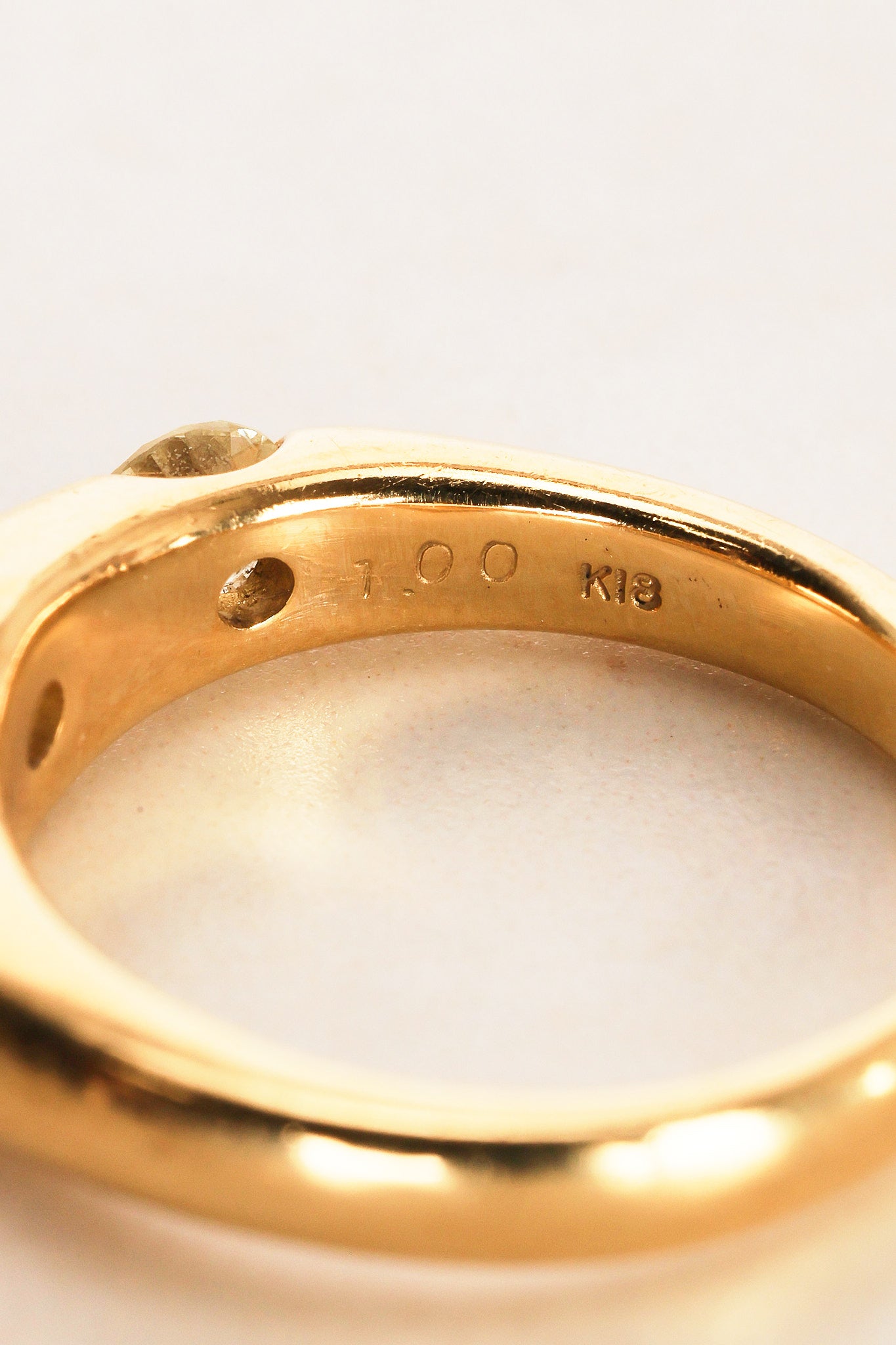 18K Yellow Gold Diamond Trilogy Dome Ring, Size US 6