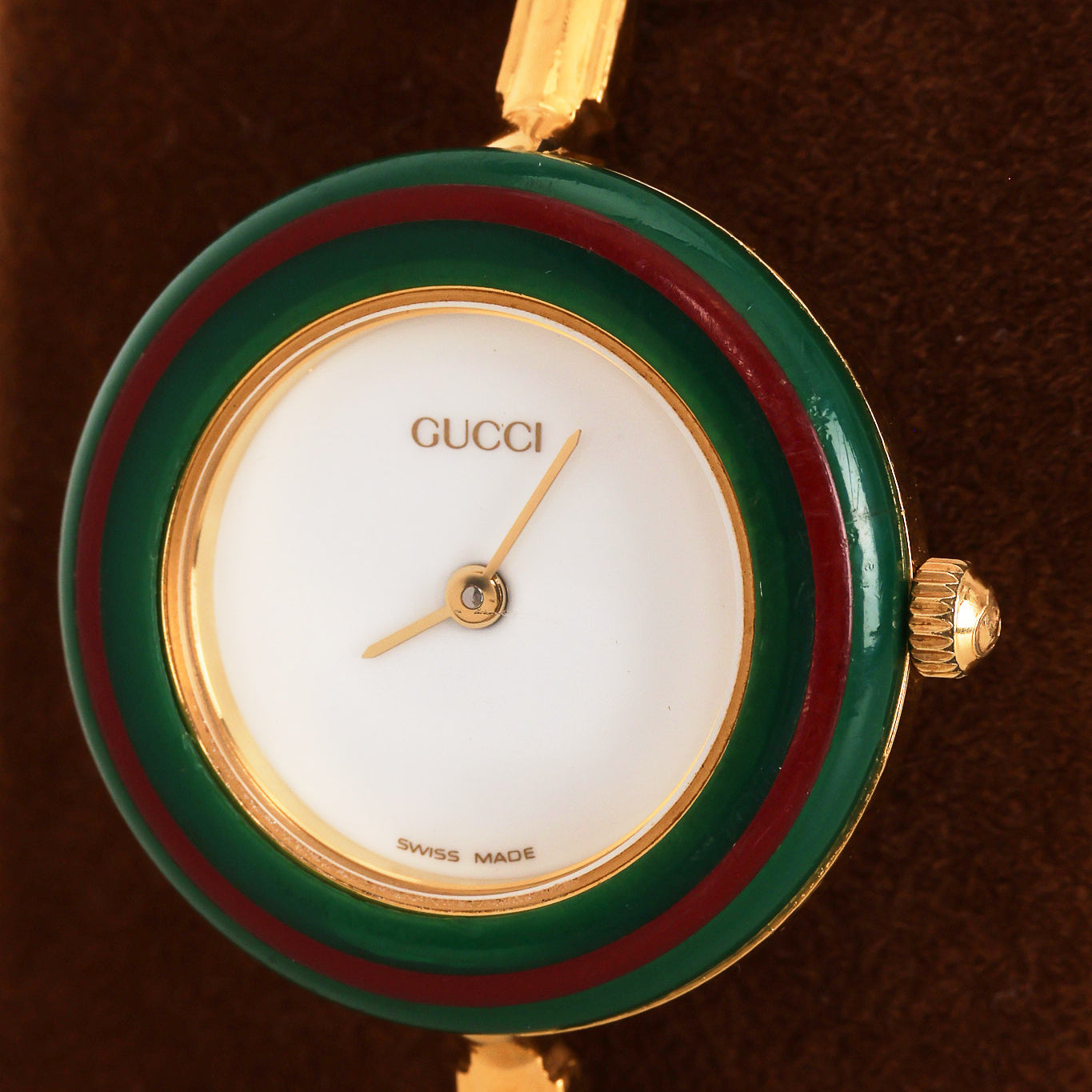Gucci Multicolor Bezel Gold Watch