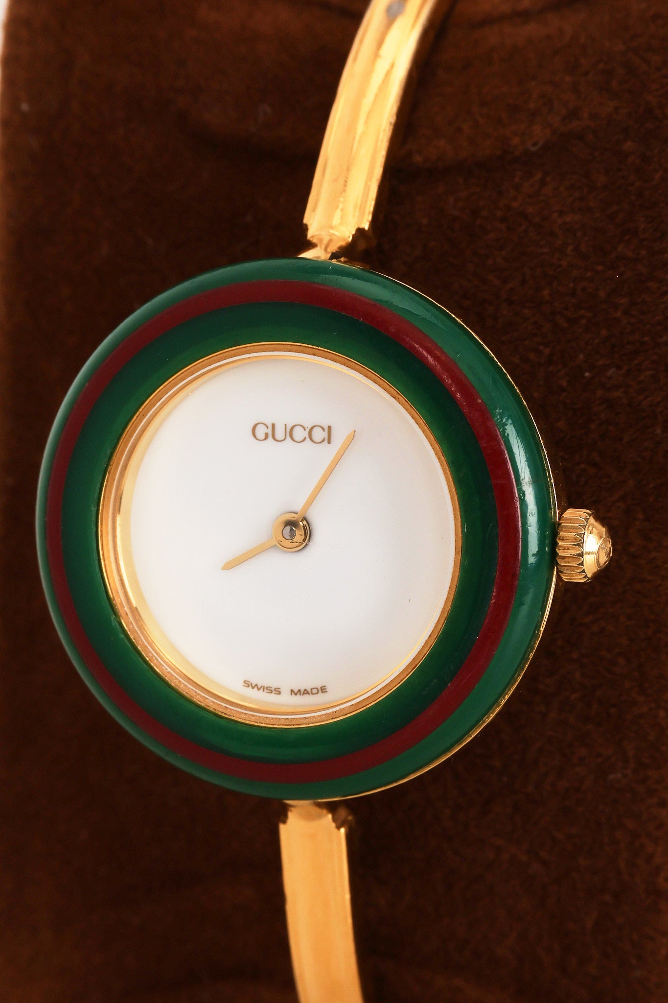 Gucci Multicolor Bezel Gold Watch