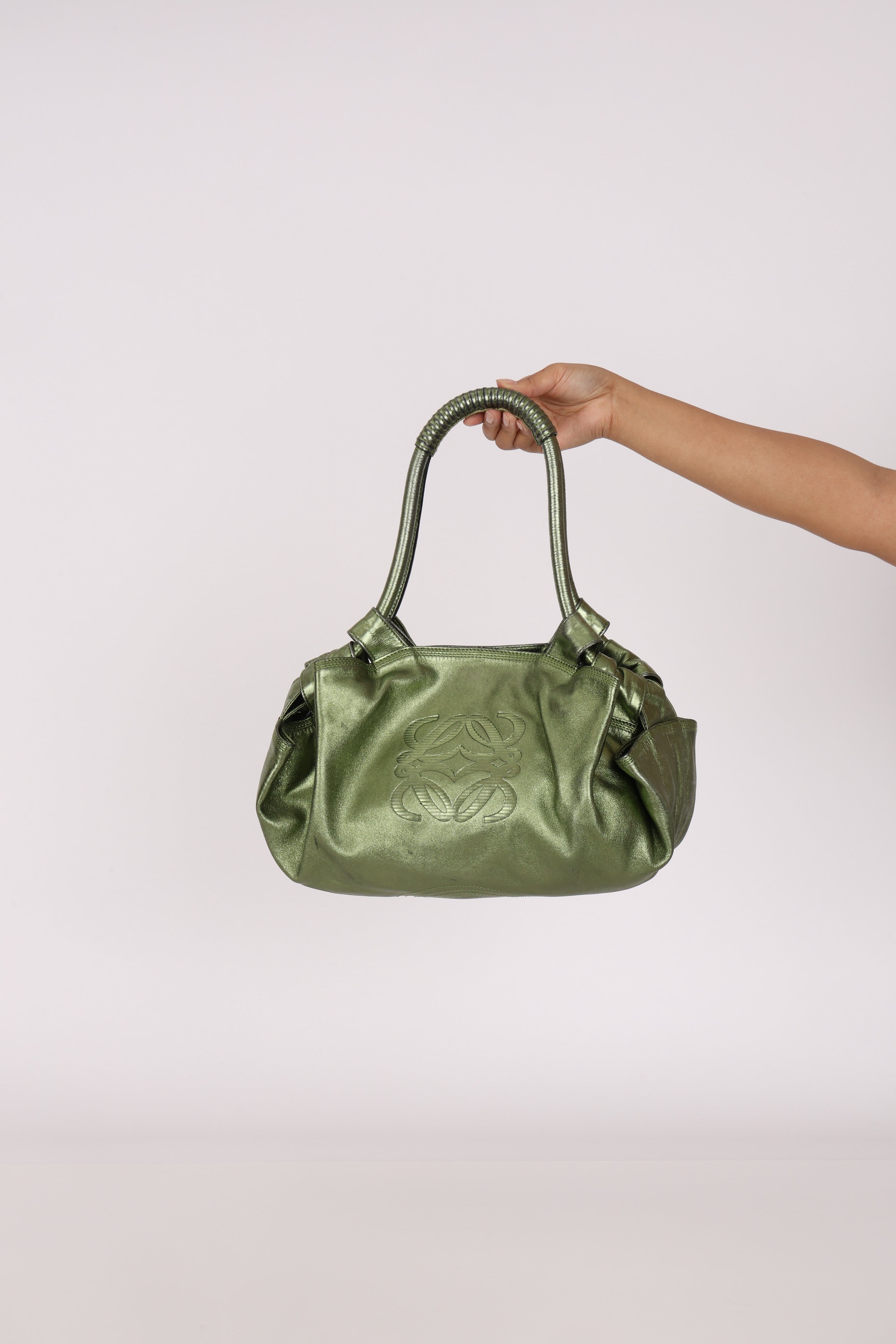 Loewe Aire Hobo Metallic Green Nappa