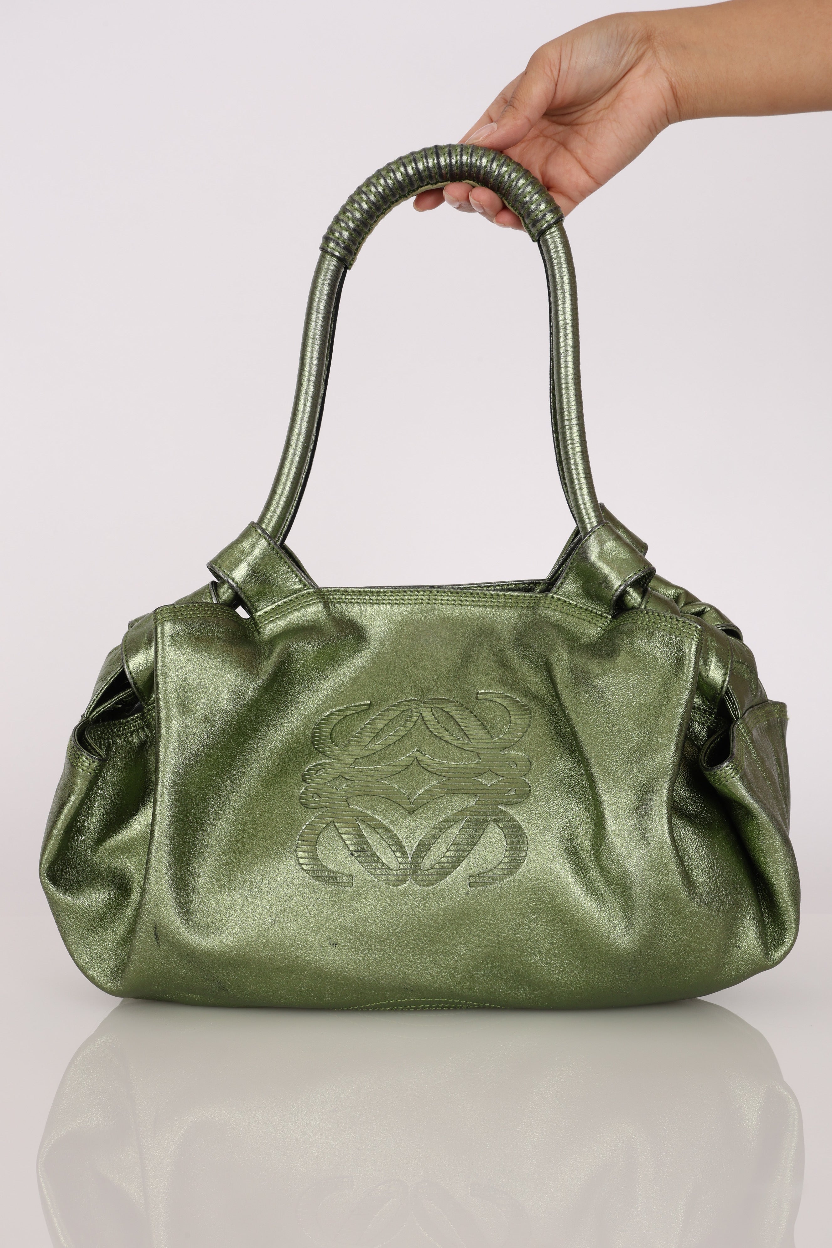 Loewe Aire Hobo Metallic Green Nappa