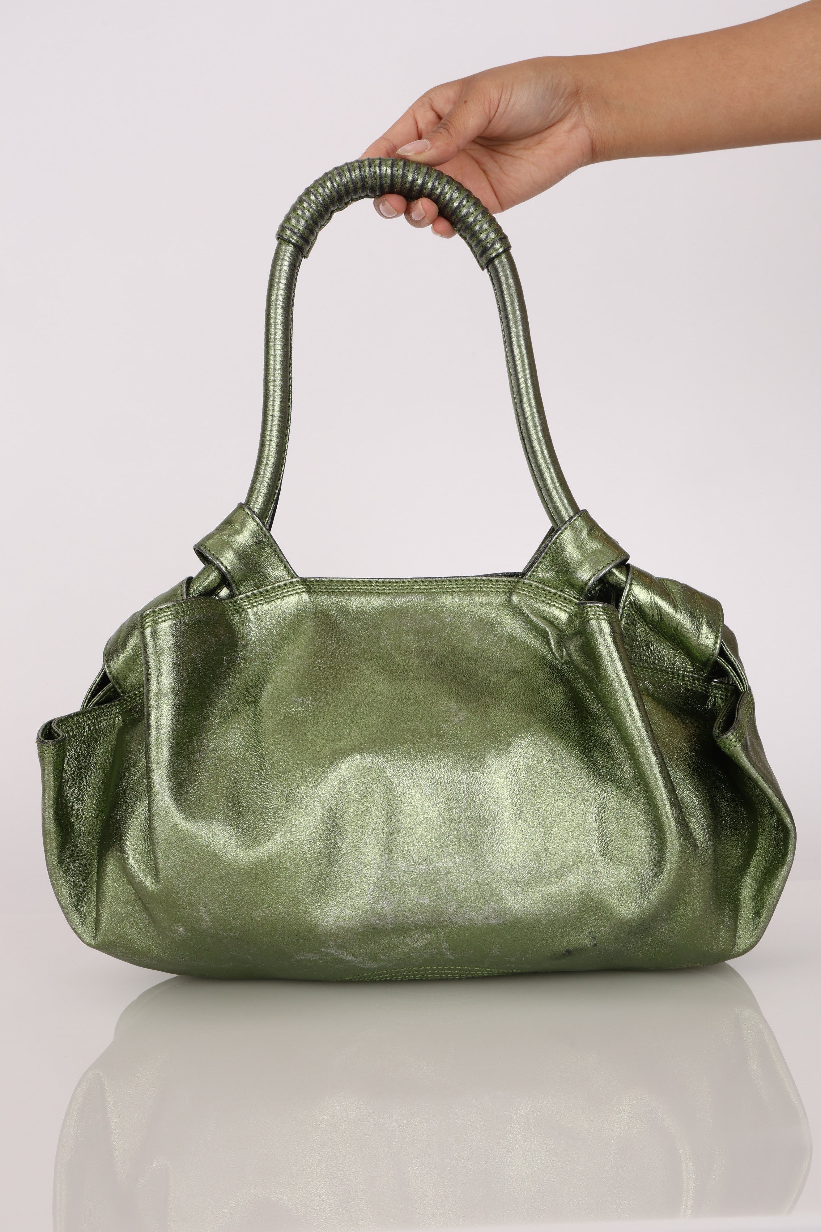 Loewe Aire Hobo Metallic Green Nappa