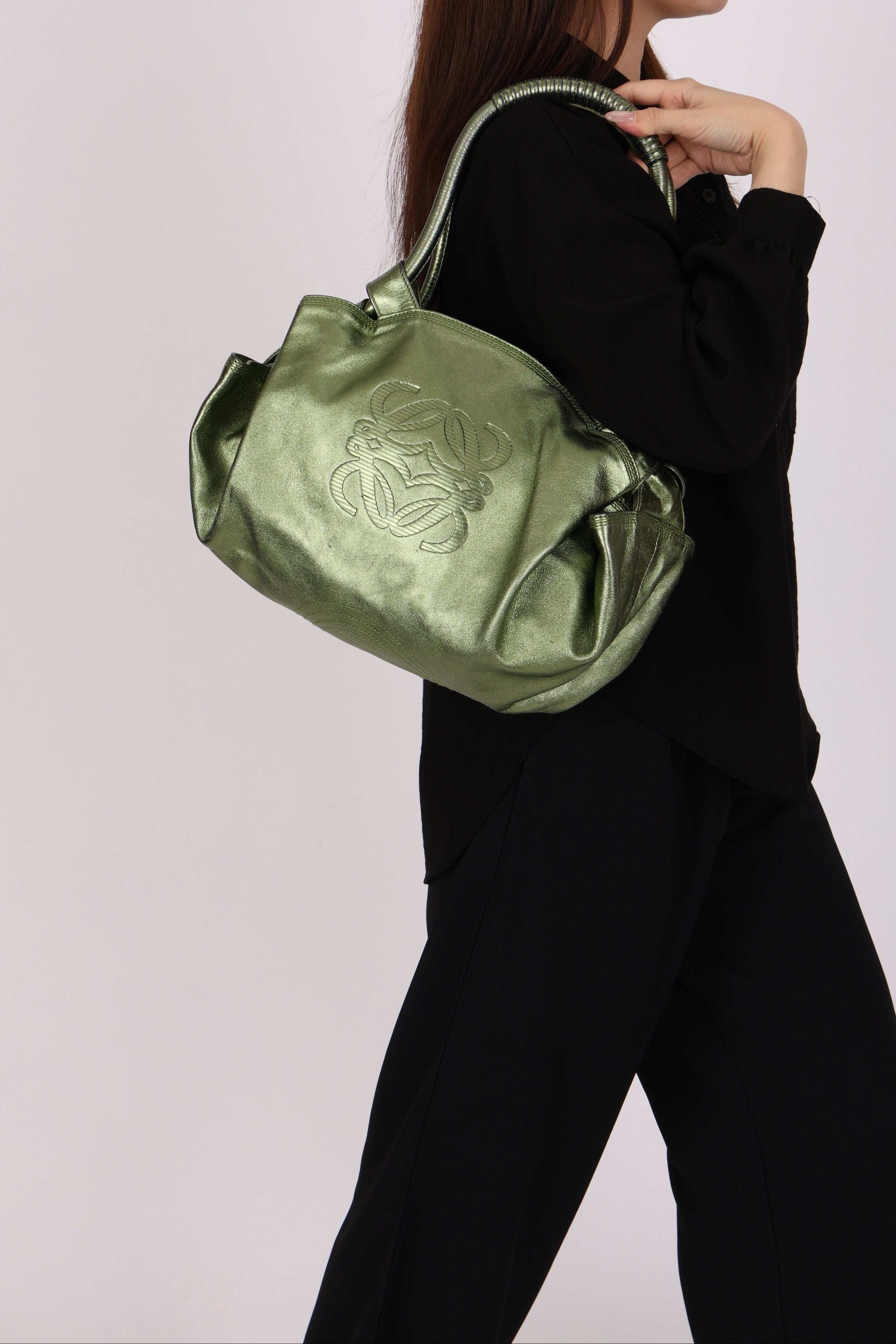 Loewe Aire Hobo Metallic Green Nappa