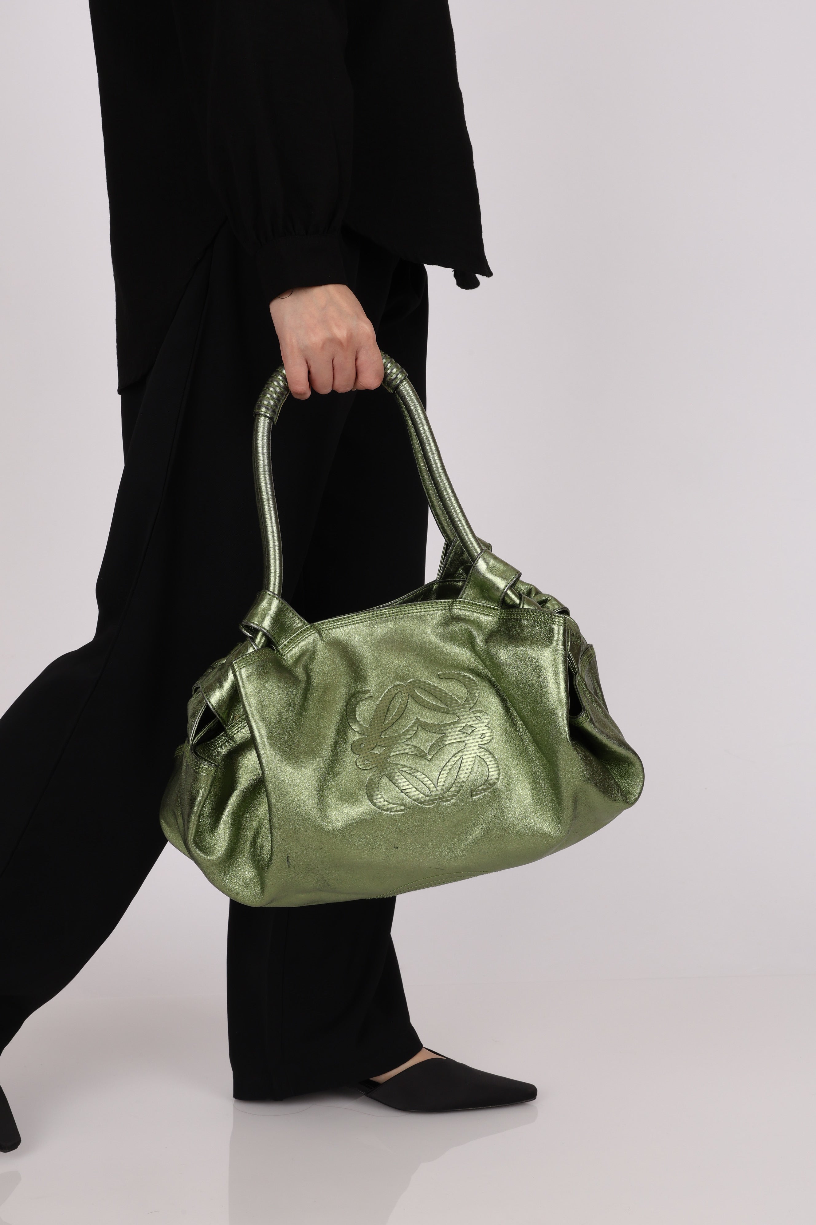 Loewe Aire Hobo Metallic Green Nappa