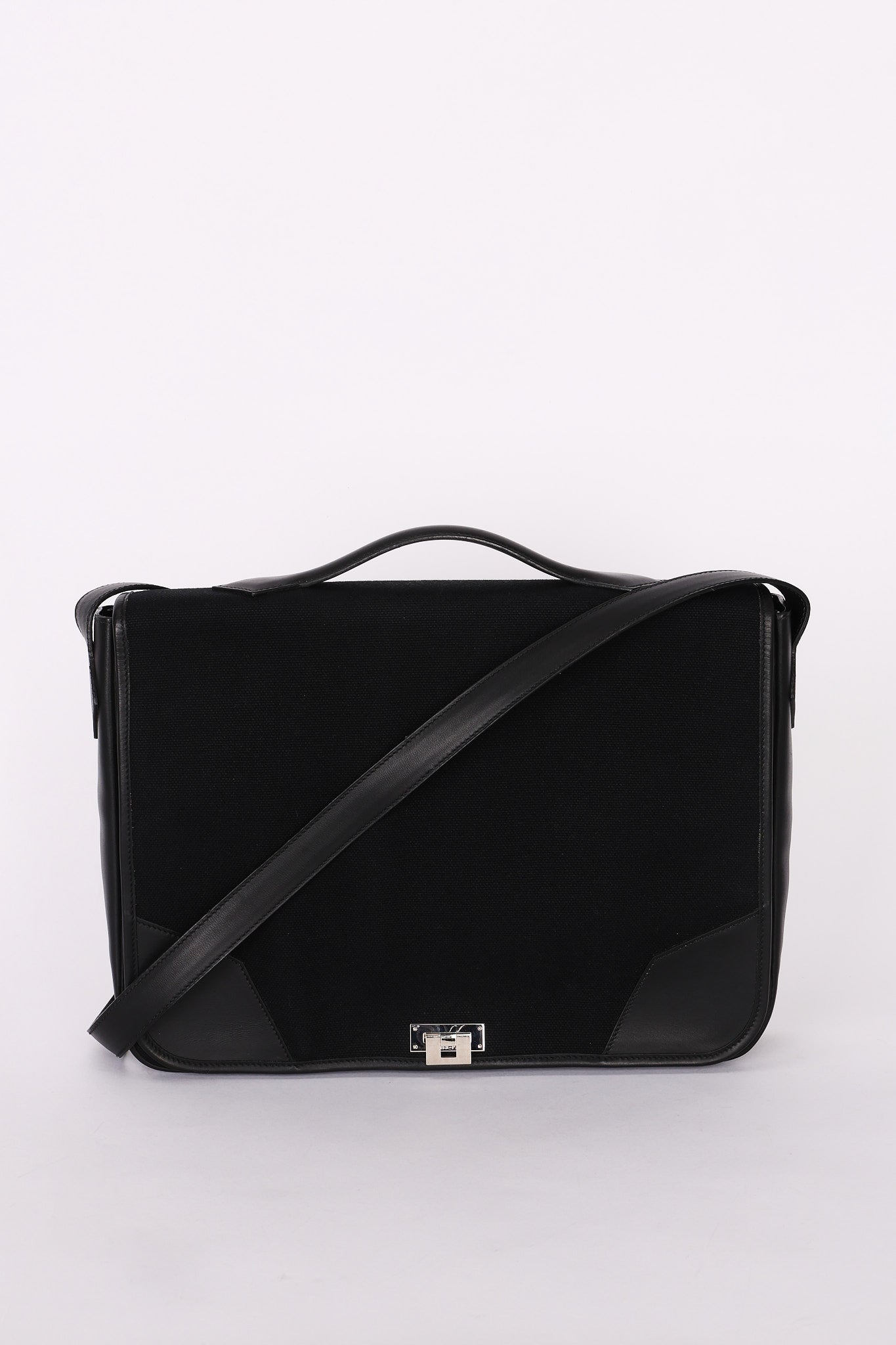 Hermès Victoria Messenger Bag Noir Toile and Swift PHW 2004