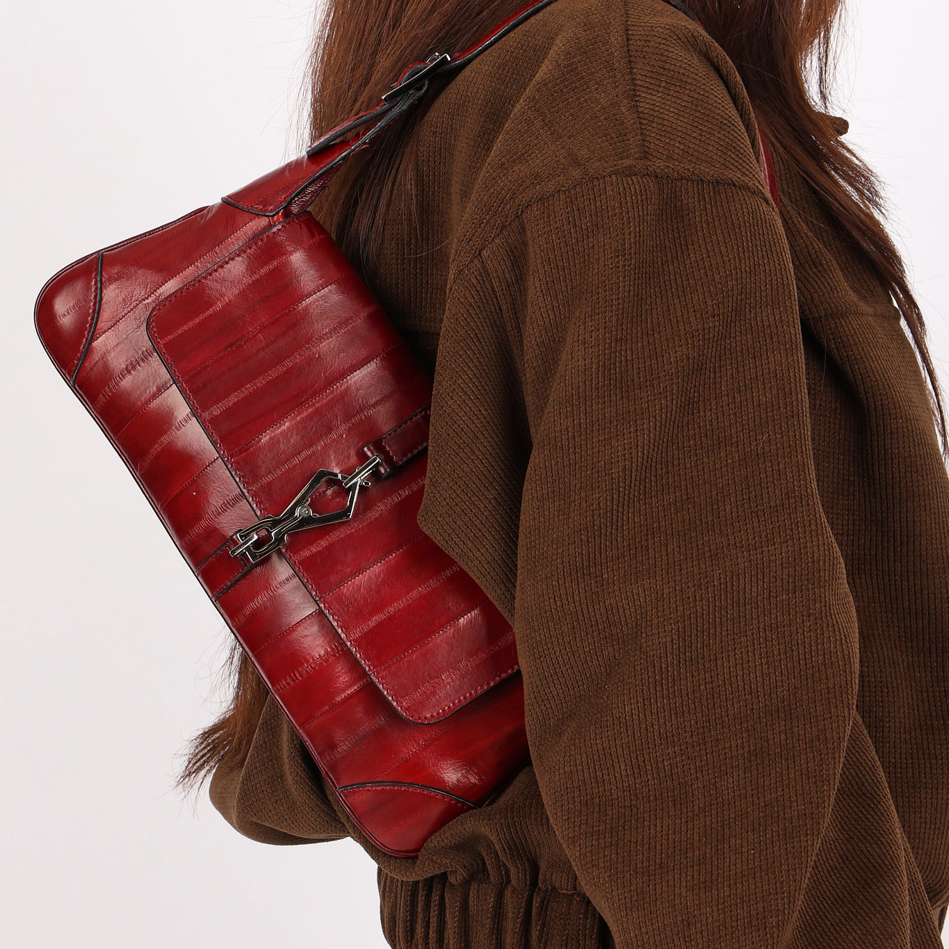 Rare Gucci Jackie Flap Red Eel Skin