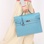 Hermès Kelly Depeche Briefcase Blue Jean Epsom PHW