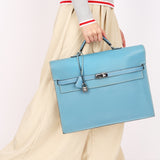 Hermès Kelly Depeche Briefcase Blue Jean Epsom PHW