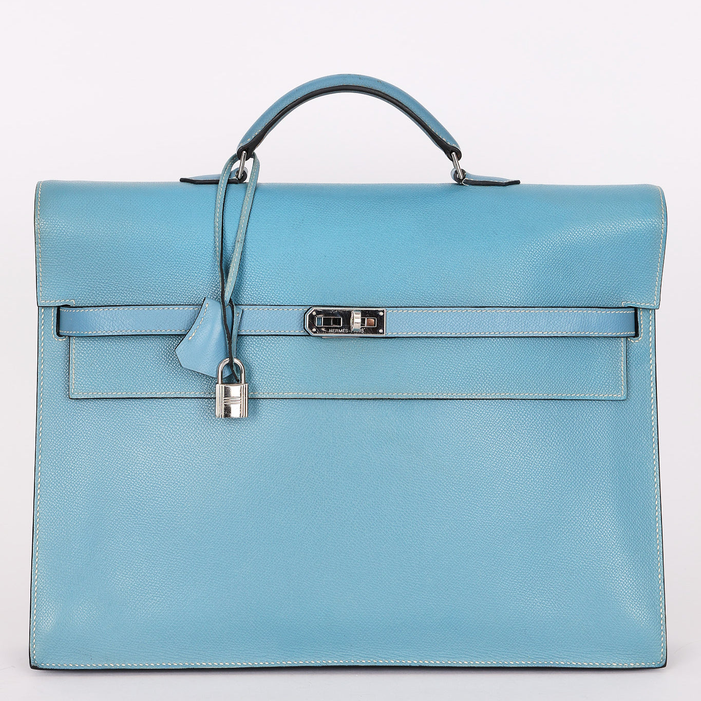 Hermès Kelly Depeche Briefcase Blue Jean Epsom PHW