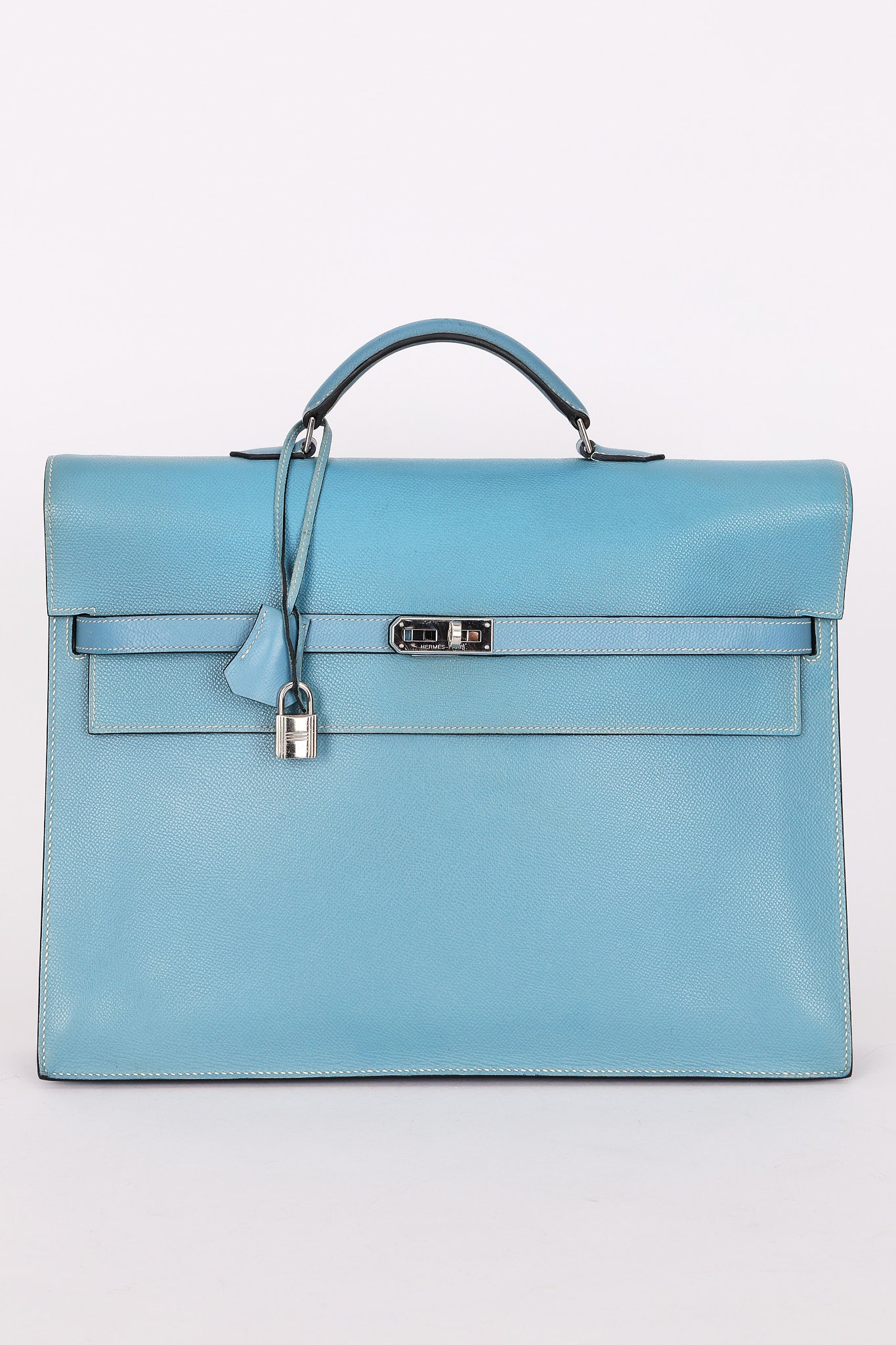 Hermès Kelly Depeche Briefcase Blue Jean Epsom PHW