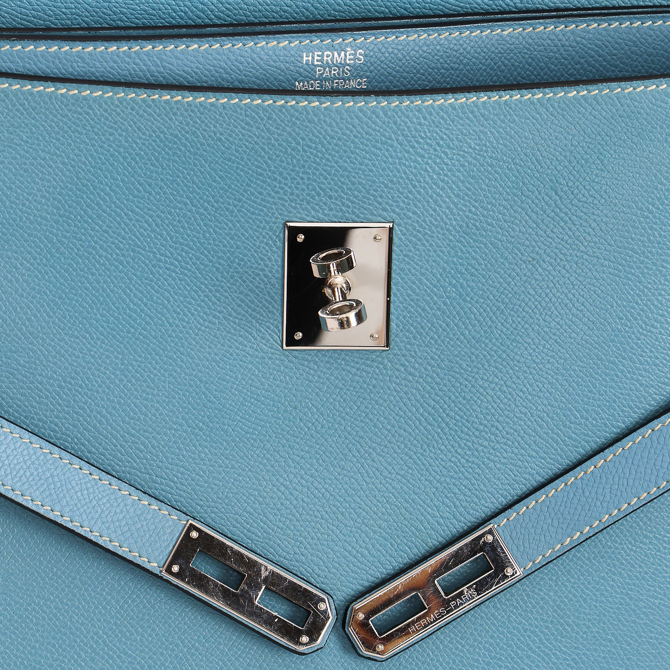 Hermès Kelly Depeche Briefcase Blue Jean Epsom PHW