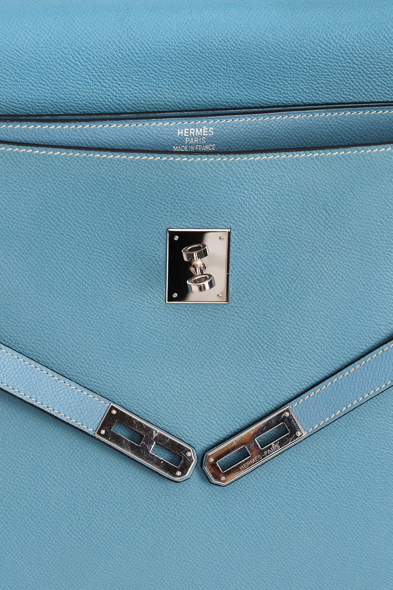 Hermès Kelly Depeche Briefcase Blue Jean Epsom PHW