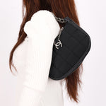 Chanel Chocolate Bar Pochette Black Nylon and Lambskin 2003 DSHW