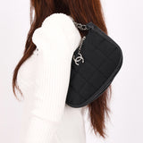 Chanel Chocolate Bar Pochette Black Nylon and Lambskin 2003 DSHW