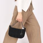 Chanel Chocolate Bar Pochette Black Nylon and Lambskin 2003 DSHW