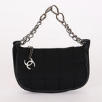 Chanel Chocolate Bar Pochette Black Nylon and Lambskin 2003 DSHW