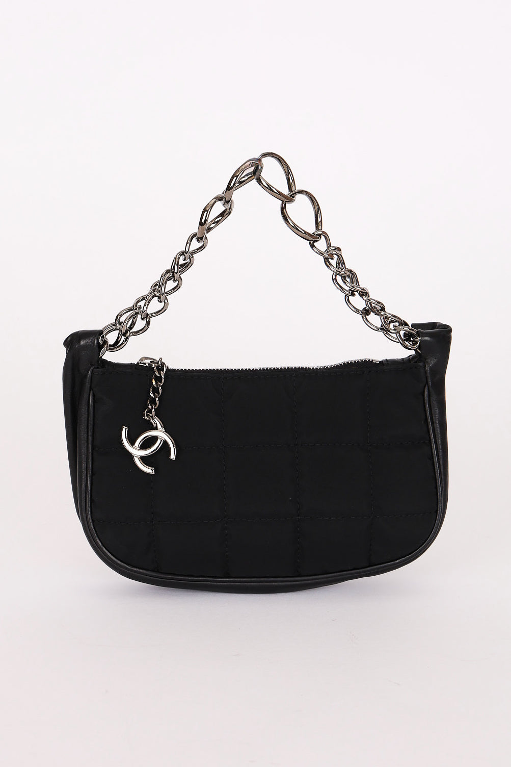 Chanel Chocolate Bar Pochette Black Nylon and Lambskin 2003 DSHW