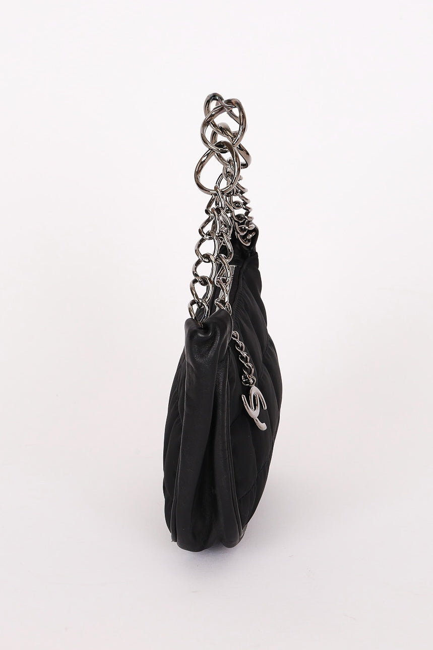 Chanel Chocolate Bar Pochette Black Nylon and Lambskin 2003 DSHW