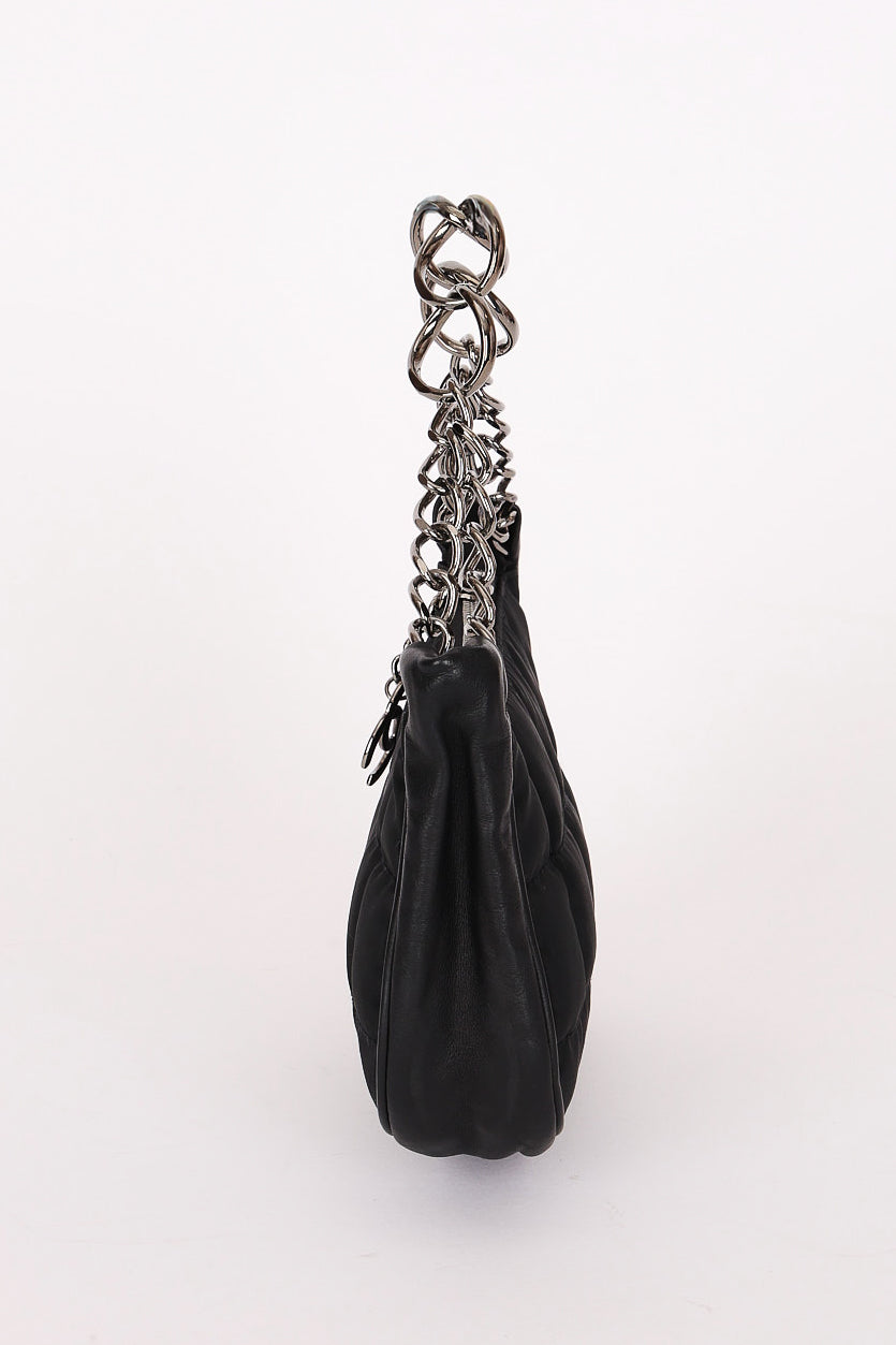 Chanel Chocolate Bar Pochette Black Nylon and Lambskin 2003 DSHW