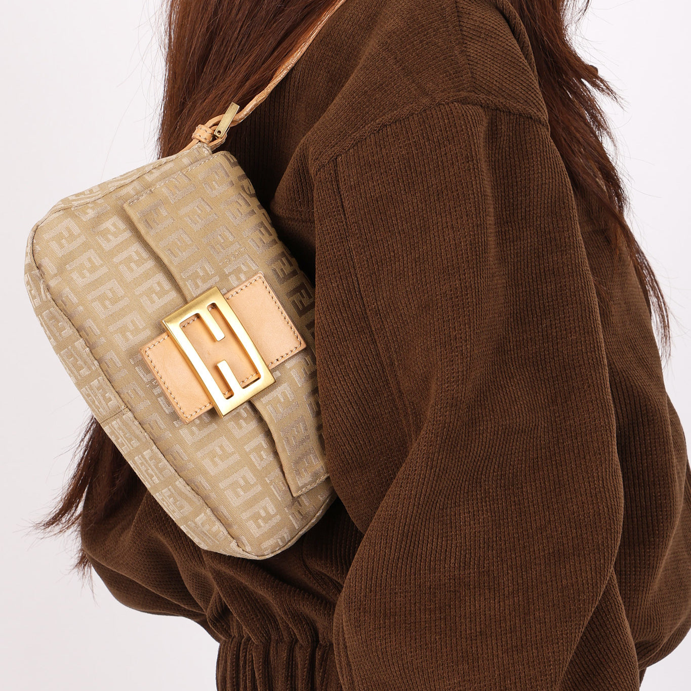 Fendi Zucchino Mini Baguette Bag GHW
