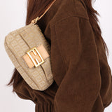 Fendi Zucchino Mini Baguette Bag GHW