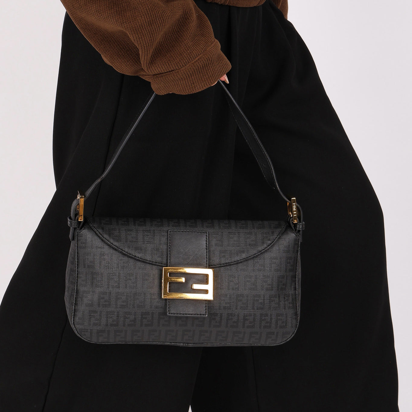 Fendi Zucchino Baguette Bag GHW