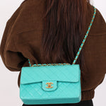 Chanel Small Classic Double Flap Turquoise Lambskin 24K GP