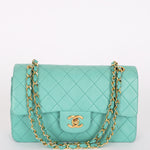 Chanel Small Classic Double Flap Turquoise Lambskin 24K GP