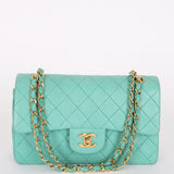 Chanel Small Classic Double Flap Turquoise Lambskin 24K GP