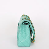 Chanel Small Classic Double Flap Turquoise Lambskin 24K GP