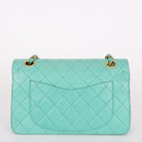 Chanel Small Classic Double Flap Turquoise Lambskin 24K GP