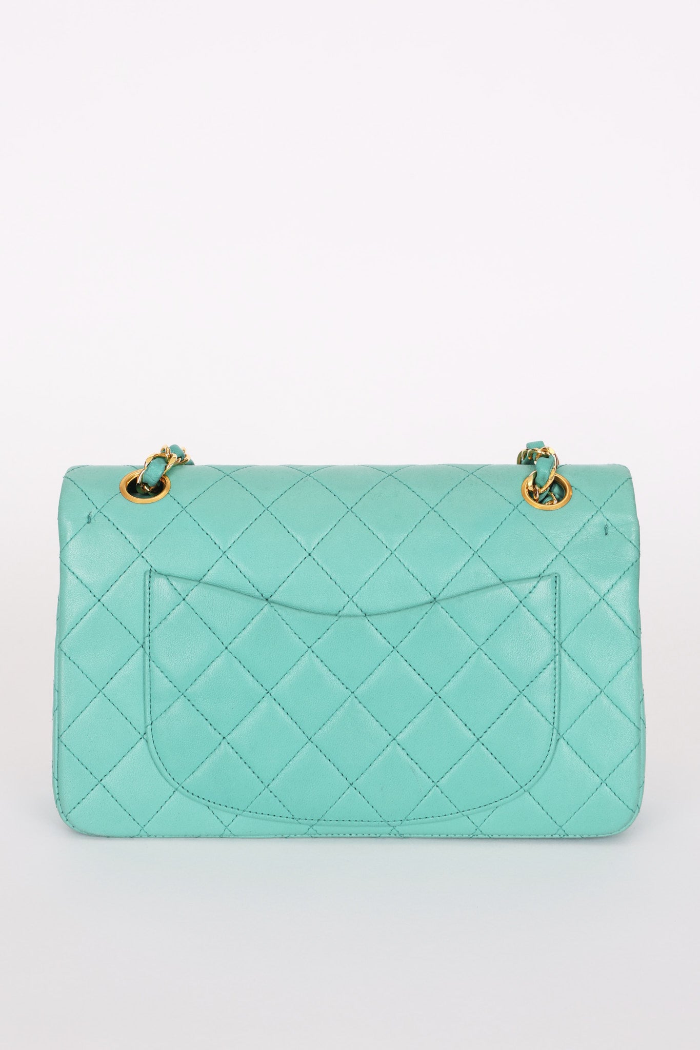 Chanel Small Classic Double Flap Turquoise Lambskin 24K GP