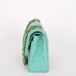 Chanel Small Classic Double Flap Turquoise Lambskin 24K GP